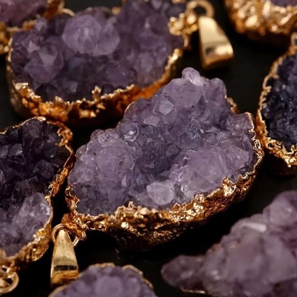 1pc Natural Irregular Amethyst Rock Pendant Healing Crystal Gemstone - Picture 5 of 11